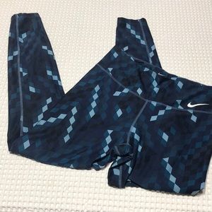 Nike Legging Women Medium Blues Geometric Pattern Workout Casual Running